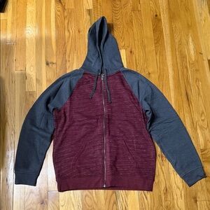 Urban Pipeline Men's Maroon and Charcoal Zip-Up Sweater